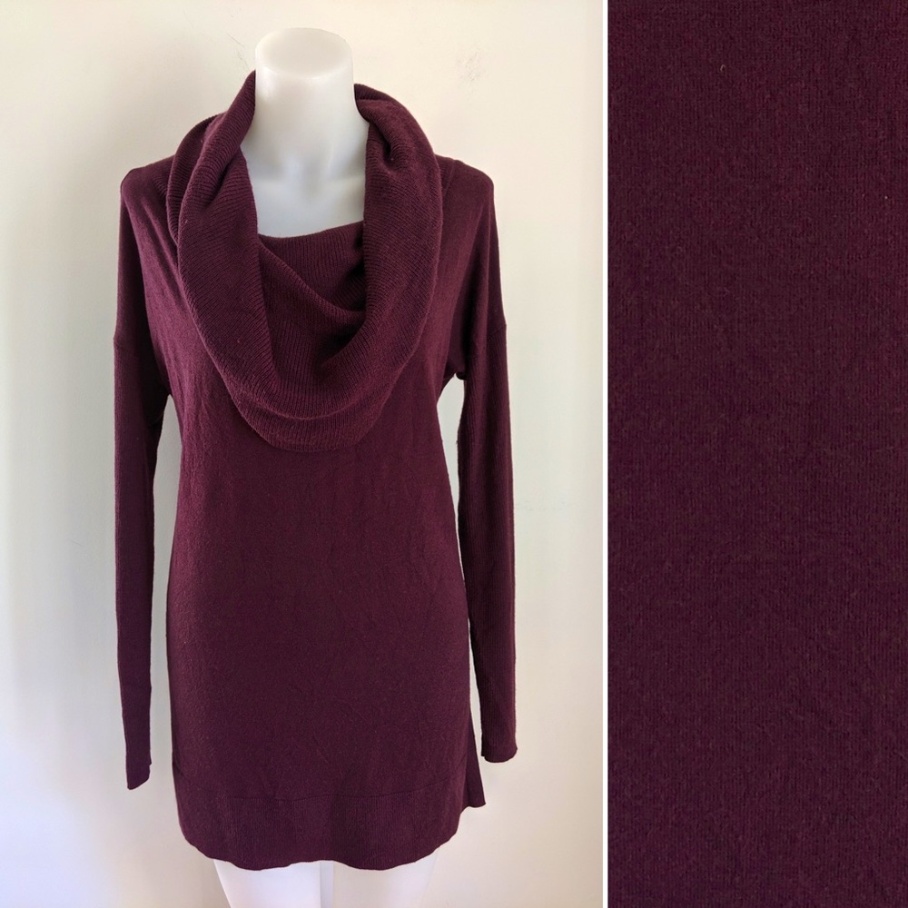 CASLON  Side Slit Cowl Neck Tunic, Burgundy, S